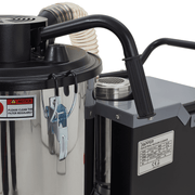 Dapper Supply 14.5-gallon industrial wet dry vacuum close-up of the filter lid and handle.