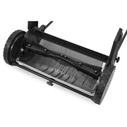 Dapper Supply lawn sweeper reinforced brush roller underside closeup.