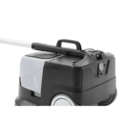 Dapper Supply mini automatic floor scrubber top and handle closeup.