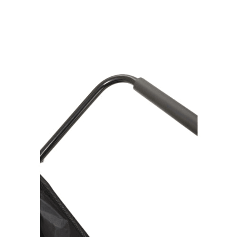 Dapper Supply push lawn sweeper closeup of the cushioned handle grip.