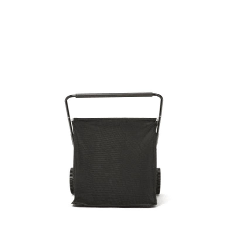 Dapper Supply push lawn sweeper rear view of the collection hopper bag.