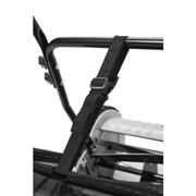 Dapper Supply push reel lawn mower grass catcher mounting strap and frame detail.