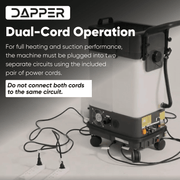 Dapper Supply all-in-one restroom cleaning machine dual-cord operation on two circuits.