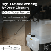 Dapper Supply all-in-one restroom cleaning machine high-pressure washing with 80-bar pressure.