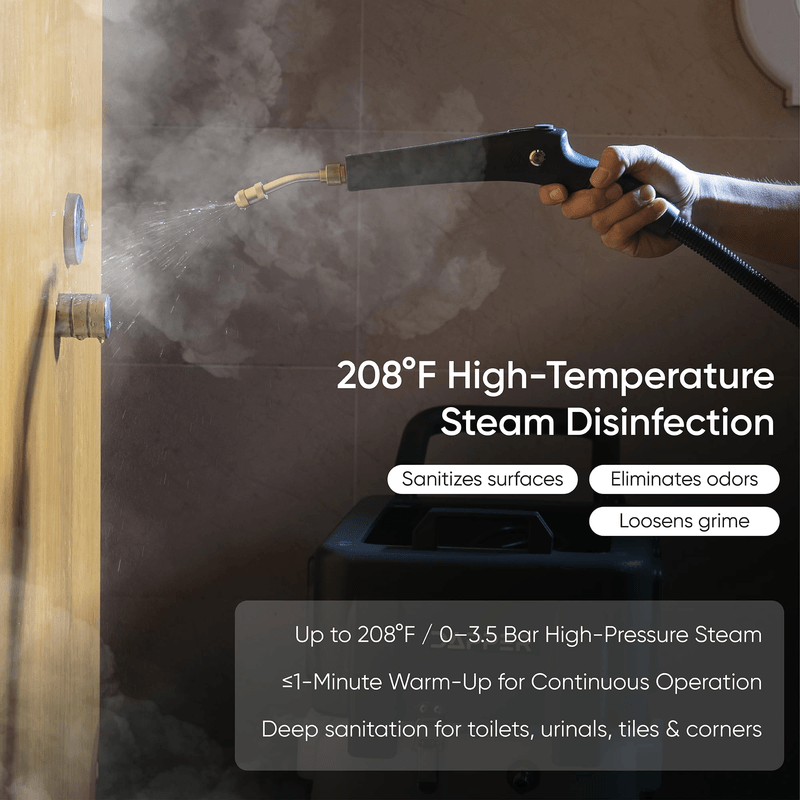 Dapper Supply all-in-one restroom cleaning machine 208F high-temperature steam cleaning.