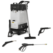 Dapper Supply all-in-one restroom cleaning machine with vacuum wand and pressure guns.