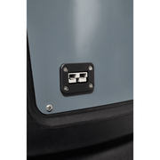 Dapper Supply ride-on floor scrubber onboard battery charging connector close up.