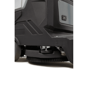 Dapper Supply ride-on floor scrubber underside showing the 22 inch scrub brush.