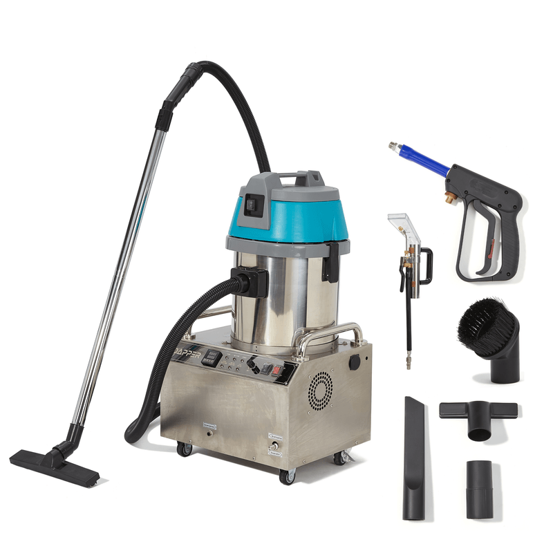 Dapper Supply commercial steam cleaner with steam gun and accessory kit.