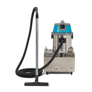 Dapper Supply commercial steam cleaner side view with vacuum hose and wand.