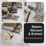 Dapper Supply commercial steam cleaner steam, vacuum, and extract in action.