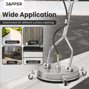 Dapper Supply surface cleaner applications on driveways, decks, patios, and sidewalks.