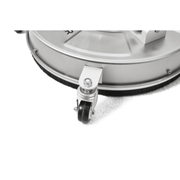 Dapper Supply surface cleaner caster wheel on a flat surface closeup.