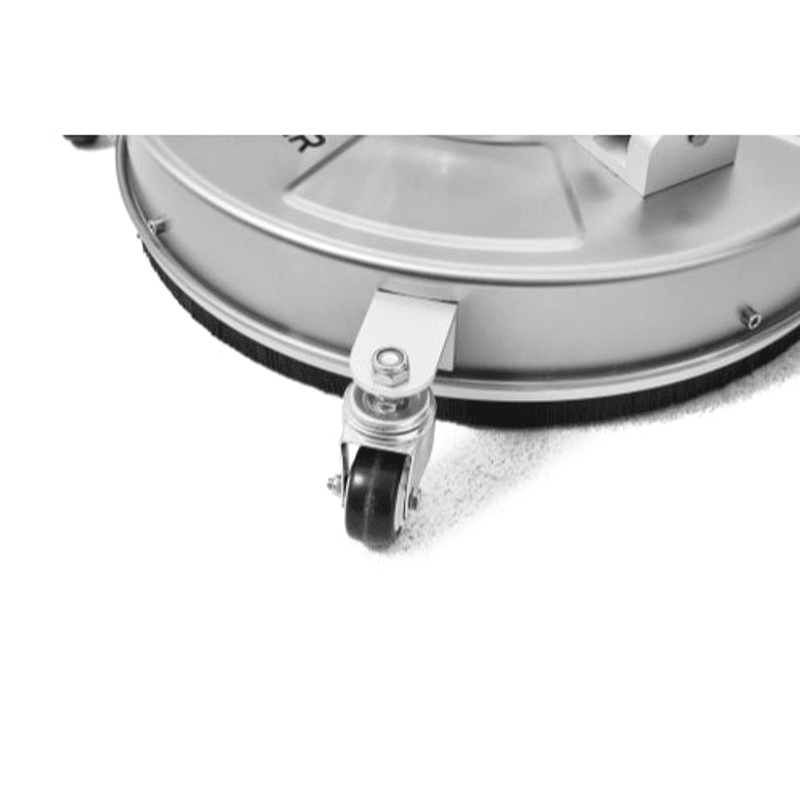 Dapper Supply surface cleaner caster wheel on a flat surface closeup.