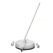 Dapper Supply 15-inch pressure washer surface cleaner front angle with extension wand.