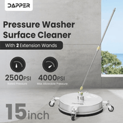 Dapper Supply 15-inch pressure washer surface cleaner rated and maximum pressure highlights.