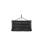Dapper Supply tow-behind lawn sweeper mesh hopper bag rear view.