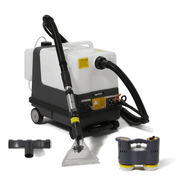 Dapper Supply carpet and upholstery extractor with extraction tools and dual brush head.
