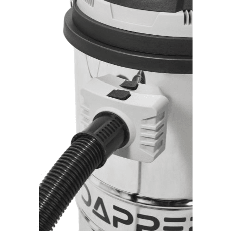 Dapper Supply wet dry vacuum hose inlet connection closeup.