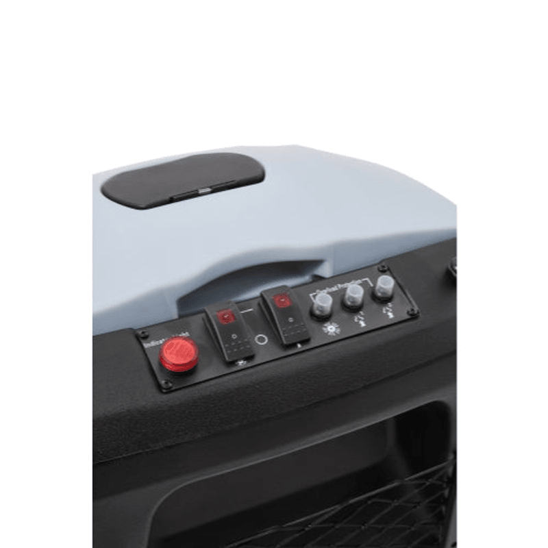 Dapper Supply wide area vacuum control panel with power switches and indicator buttons.