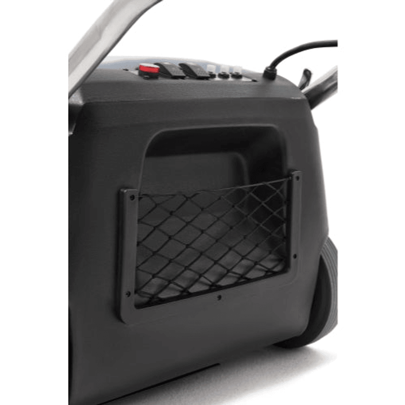 Dapper Supply wide area vacuum rear exhaust vent with protective mesh screen.