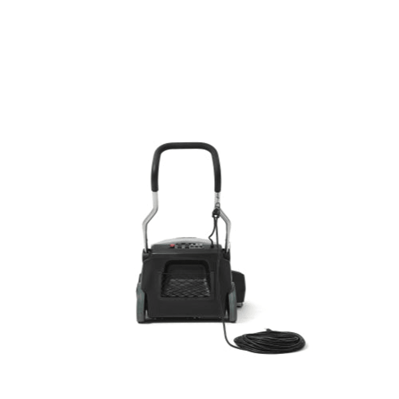 Dapper Supply 26-inch commercial wide area vacuum rear view with handle and exhaust mesh.