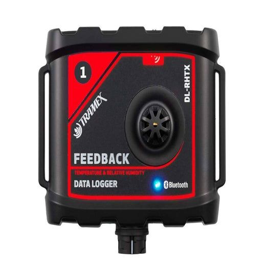Tramex DL-RHTX - Ambient & Probe Feedback Datalogger. A sleek, professional datalogger device displayed against a white background, highlighting its compact design and user-friendly interface.