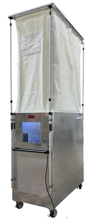 DUSTBUGGY 55 Classic with enclosure raised on four telescoping poles