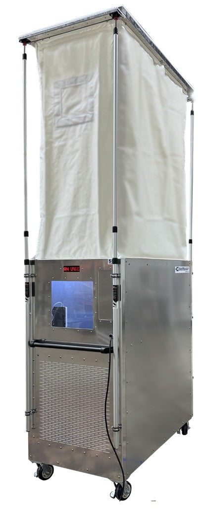 DUSTBUGGY 55 Classic with enclosure raised on four telescoping poles