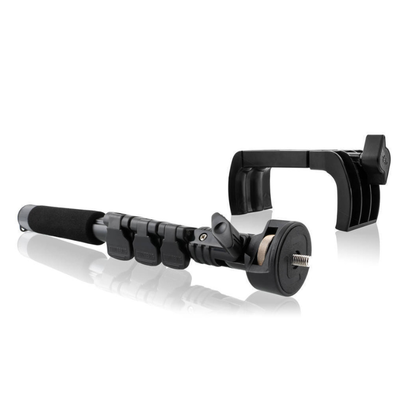 Tramex Building Survey Master Kit - BSMK: Image shows an extension handle and bracket for use with ME5 and CME5 moisture meters, featuring a sturdy design suitable for building surveys.
