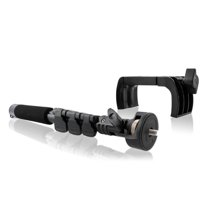 Tramex Building Survey Master Kit - BSMK: Image shows an extension handle and bracket for use with ME5 and CME5 moisture meters, featuring a sturdy design suitable for building surveys.