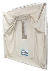ECU4 Corridor Flange in tan fabric on an ECU4 frame (sold separately), door panel rolled up above the window