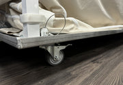 ECU4 Mobile Platform corner with a locking swivel caster and a pinned frame leg