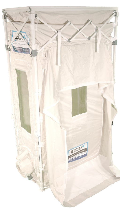 ECU4 Sidewall Flange zipped onto an ECU4 (sold separately) as an anteroom with a windowed door and floor skirt