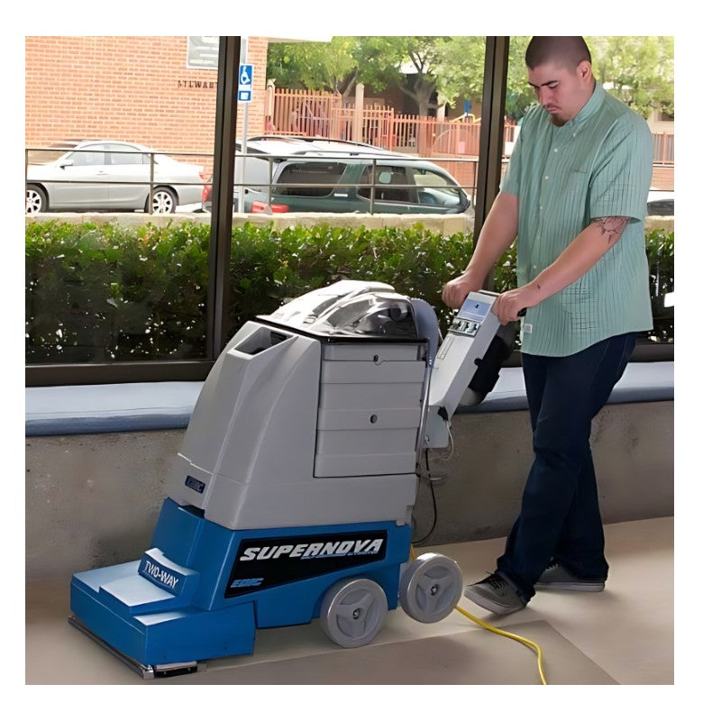 edic supernova 1200 psn carpet extractor cleans to the wall for maximum coverage.