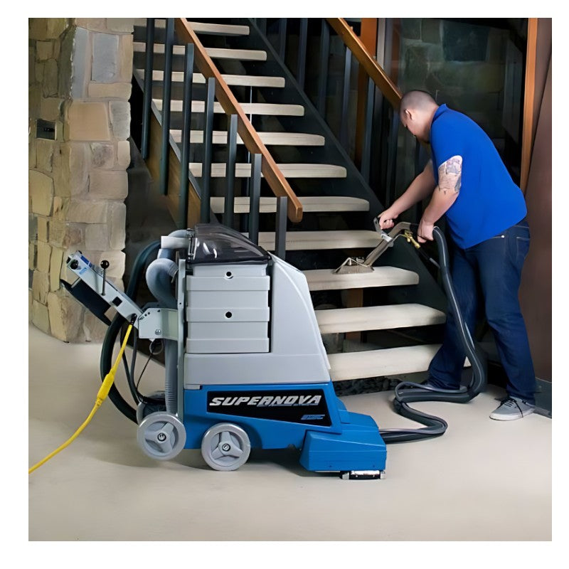 edic supernova 1200 psn with stair wand for flexible carpet cleaning.