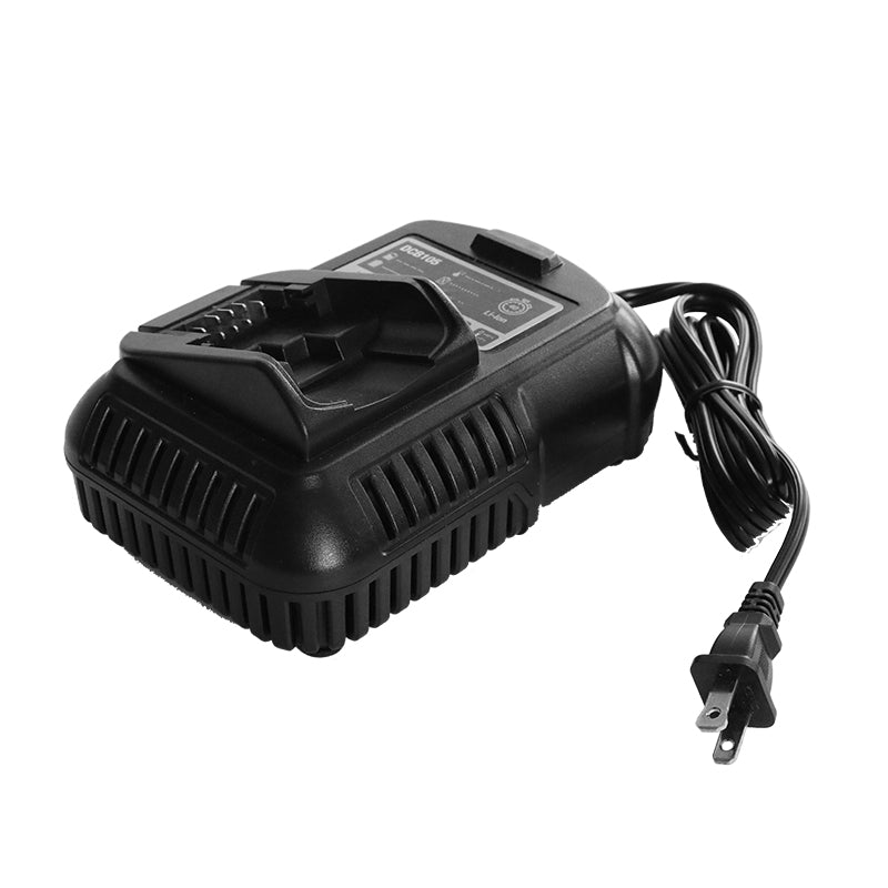 EMist 14.4V lithium-ion battery charger in black with attached power cord and US plug