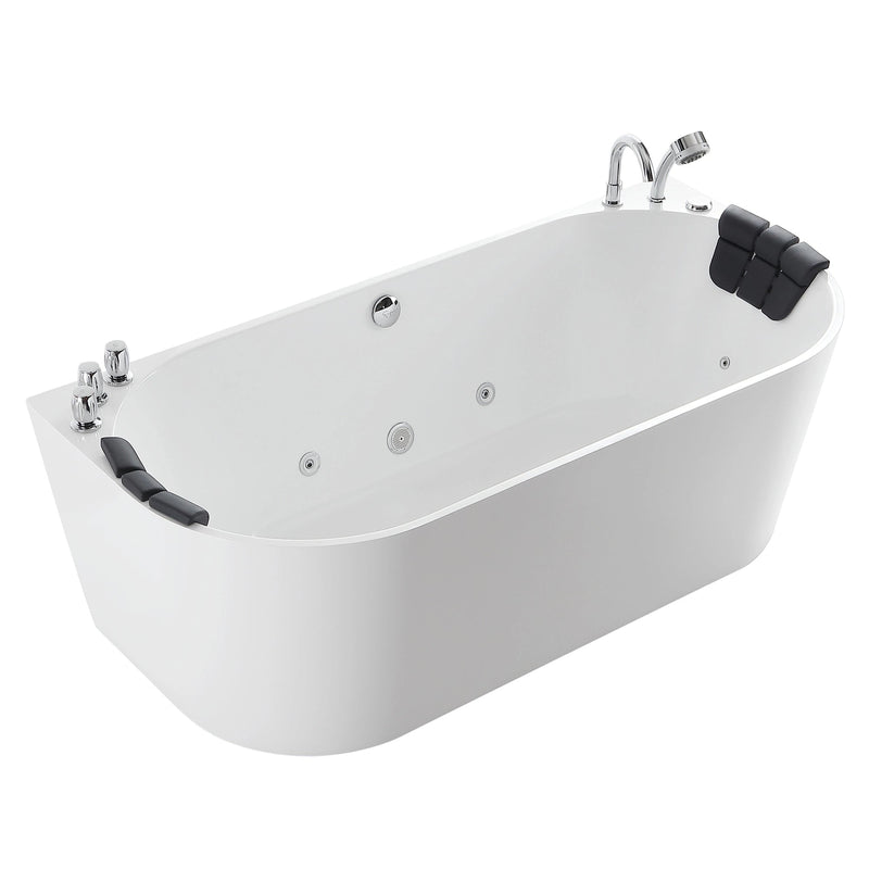 Empava EMPV-59AIS06 double-ended whirlpool tub, three-quarter view, white background