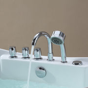Empava EMPV-59AIS11 chrome faucet, hand shower and knobs filling the tub