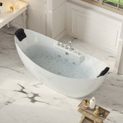 Empava EMPV-59AIS11 filled tub on a white marble floor