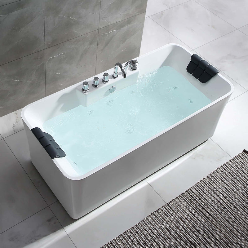 Empava EMPV-59AIS15 filled tub on light marble tile