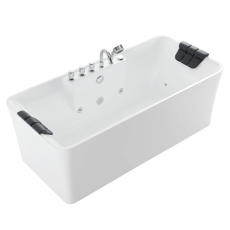 Empava EMPV-59AIS15 rectangle whirlpool tub, three-quarter view, white background