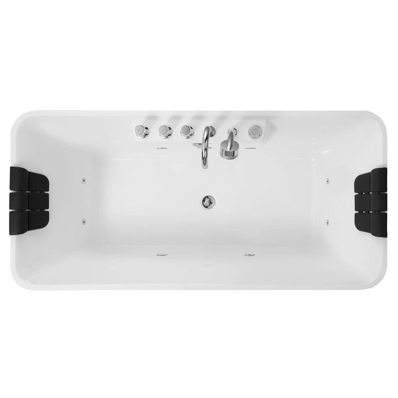 Empava EMPV-59AIS15 top view with headrests at both ends and center drain