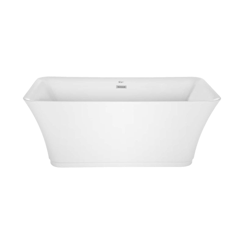 Empava EMPV-59FT1511 rectangular freestanding soaking tub, front view, white background