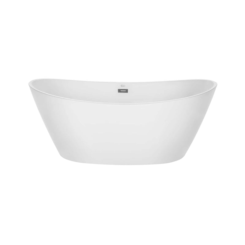 Empava EMPV-59FT1518 oval freestanding soaking tub, front view, white background
