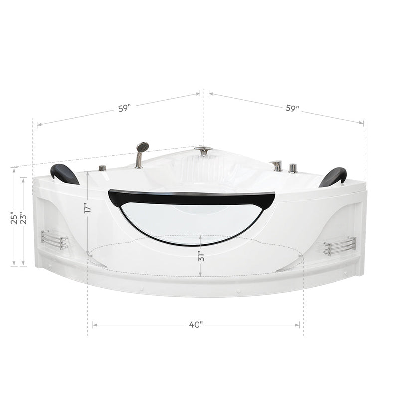 Empava EMPV-59JT319LED dimension drawing with front width and height measurements