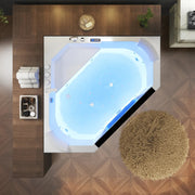Empava EMPV-59PRO03 corner tub from above with LED-lit water