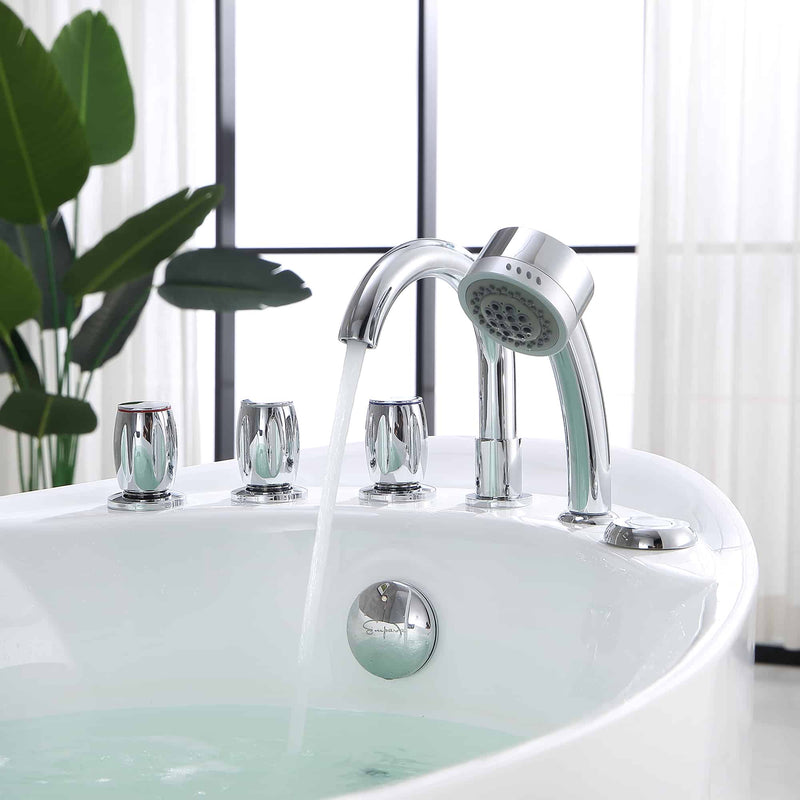 Empava EMPV-67AIS02 chrome faucet, hand shower and knobs close-up