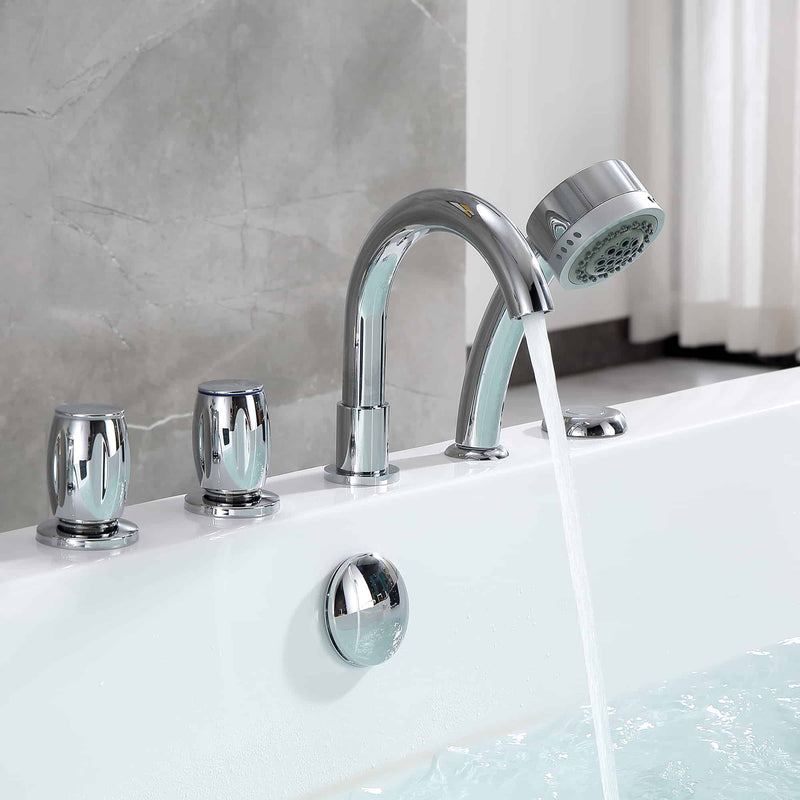Empava EMPV-67AIS03 chrome faucet, hand shower and knobs close-up