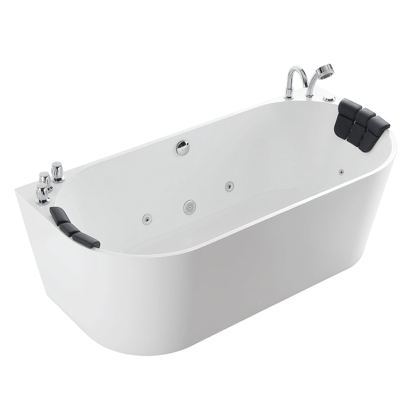 Empava EMPV-67AIS07 double-ended whirlpool tub, three-quarter view, white background